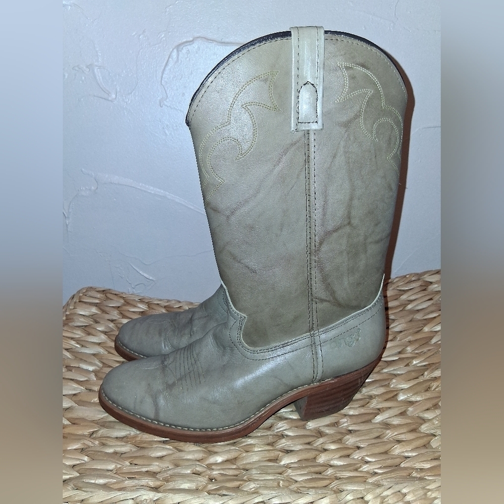 Vintage Acme Dingo Mens Boots Size 8.5 D Beige Made In USA